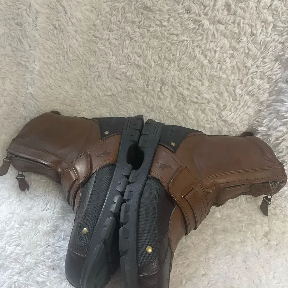 Polo Ralph Lauren Men's Darrance Ankle Boot, Tan/ Black SZ13D